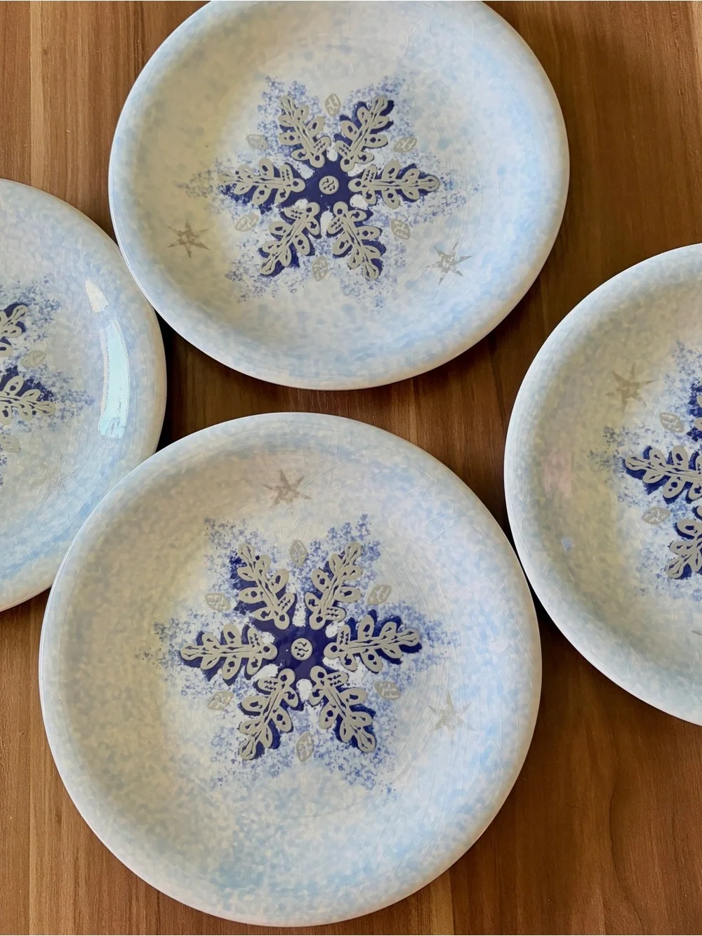 Set of 4 Target Home Ceramiche Umbre Winter Frost Snowflake 8” Plates Made Italy